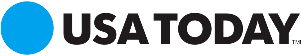 USA TODAY logo featuring a large blue circle to the left of bold black text that reads "USA TODAY" on a white background.